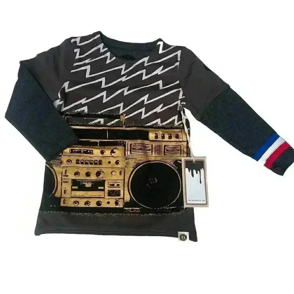 NWT Mini Shatsu Electric Boom Box Twofer Shirt Long sleeve Toddler Boy 2T - Picture 3 of 11